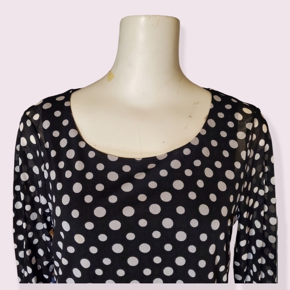 CHICO'S Black and White Dot Blouse - Picture 7 of 9